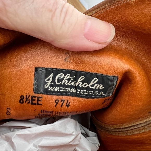 J CHISHOLM All Leather Western Cowboy Boots. Google lens identified as armadillo - Picture 4 of 10